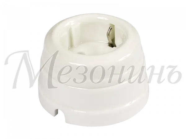 Розетка ретро фарфоровая, двухполюсная, с заземляющим контактом (в комплекте с подъемной рамкой D70