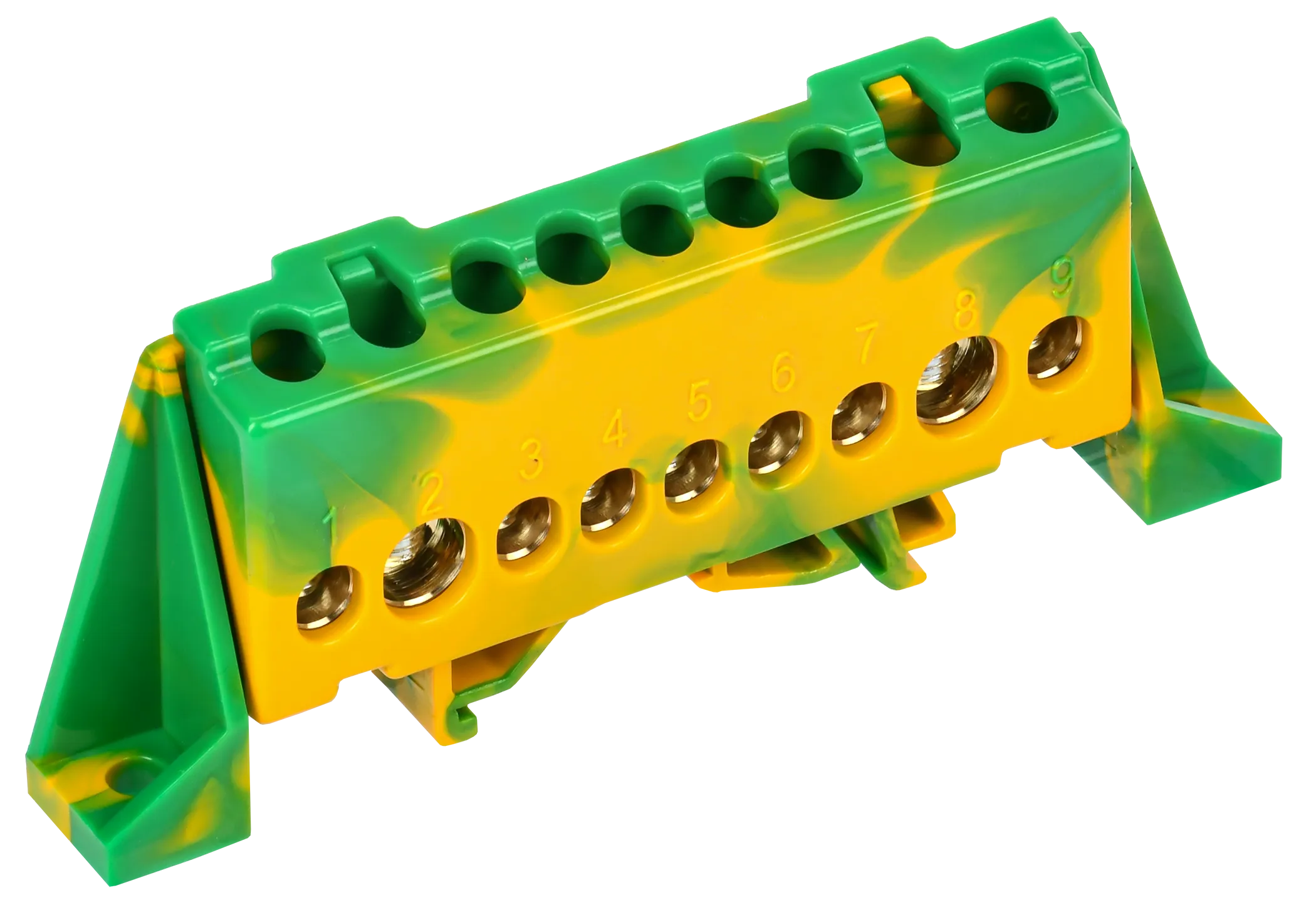 TEKFOR Шина PE "земля" в комбинированном DIN-изоляторе "Стойка" 8х12-9-ЖЗ IEK TF-NN20-09-DP-K52