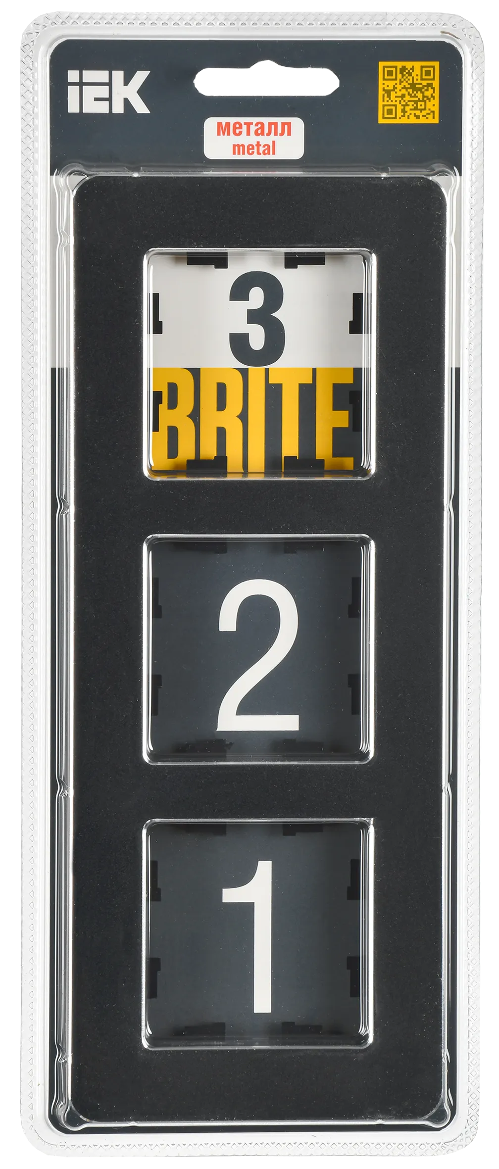 BRITE Рамка 3-местная РУ-3-1-Бр металл черный RE IEK - Фото 2