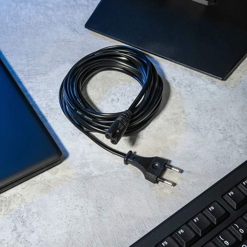 Шнур сетевой, вилка СЕЕ 7/16 - разъем IEC 320 C7, кабель 2x0,5 мм², длина 1,8 метра (PE пакет) REXANT - Фото 2