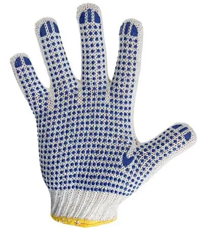 Перчатки х/б с нанесением ПВХ («Точка»), 4 нити, 63-65 г, 7,5 класс вязки