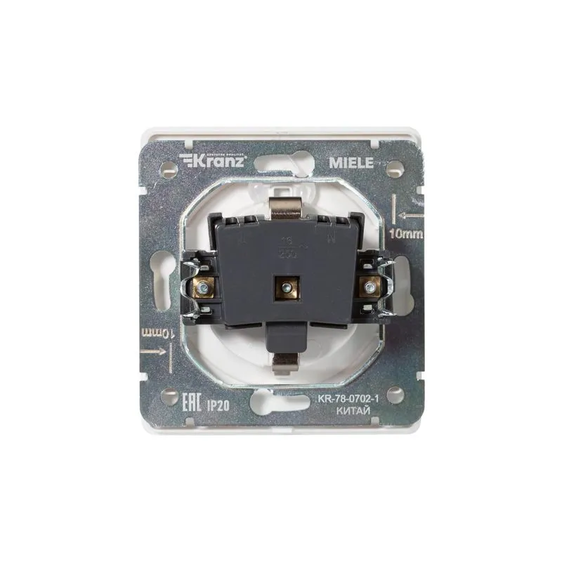 Розетка ROUND 1-ая с/з с/у, со шторками и крышкой 16А перламутр KRANZ - Фото 3