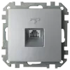 Розетка телефонная четырехконтактная скрытой установки ТР4-037 серебро 6036BY