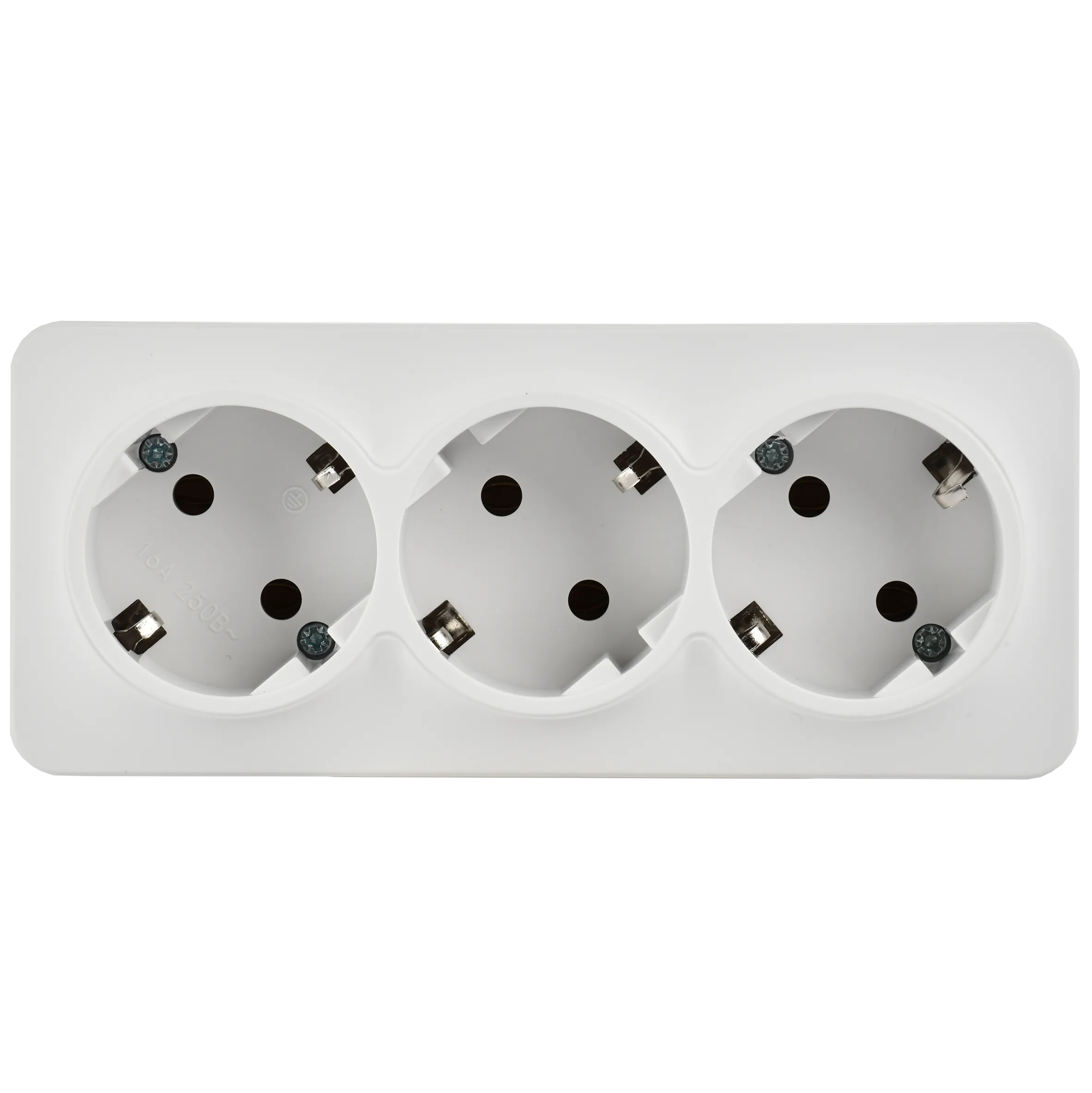 GLORY Розетка 3-местная для открытой установки с заземлением без защитных шторок 16А РС23-3-ХБм белый матовый IEK - Фото 4