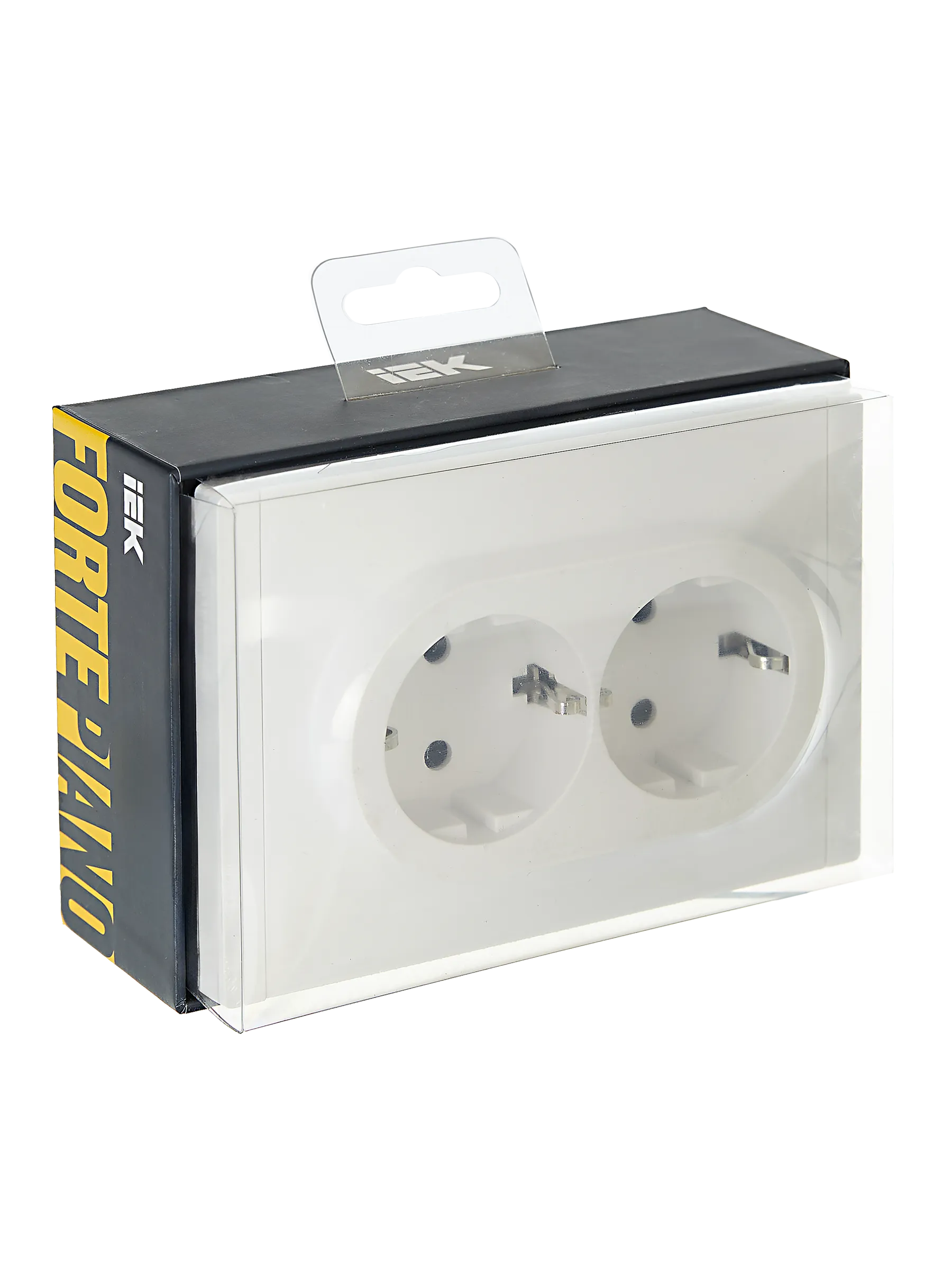 FORTE&PIANO Розетка 2-местная с заземлением с защитными шторками безвинтовое крепление 16А FP223 белый IEK - Фото 2