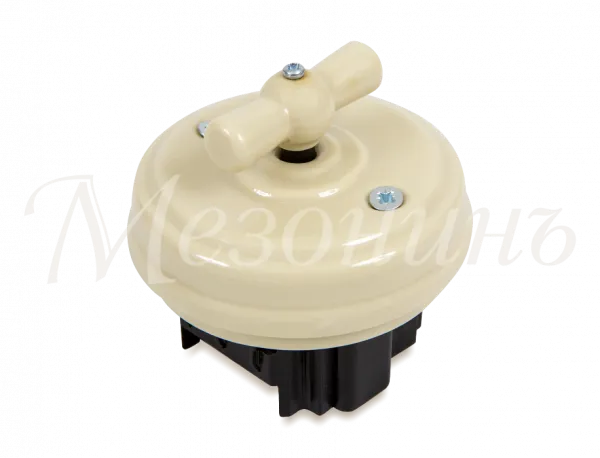 Выключатель ретро фарфоровый поворотный на 4 положения (D70x35,10А, 250В, IP20, без подъемной рамки