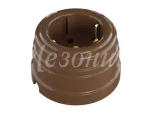 Розетка ретро пластиковая, двухполюсная, с заземляющим контактом, IP20, цвет - какао, УСАДЬБА, ТМ "М GE30301-70