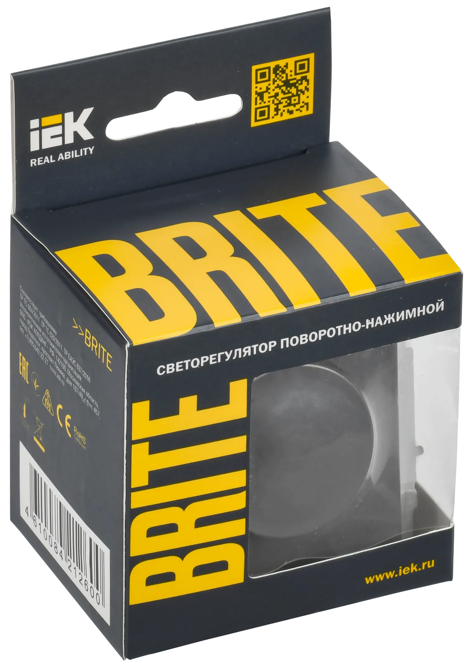 BRITE Светорегулятор поворотно-нажимной 600Вт СС10-1-0-БрГ графит IEK - Фото 2