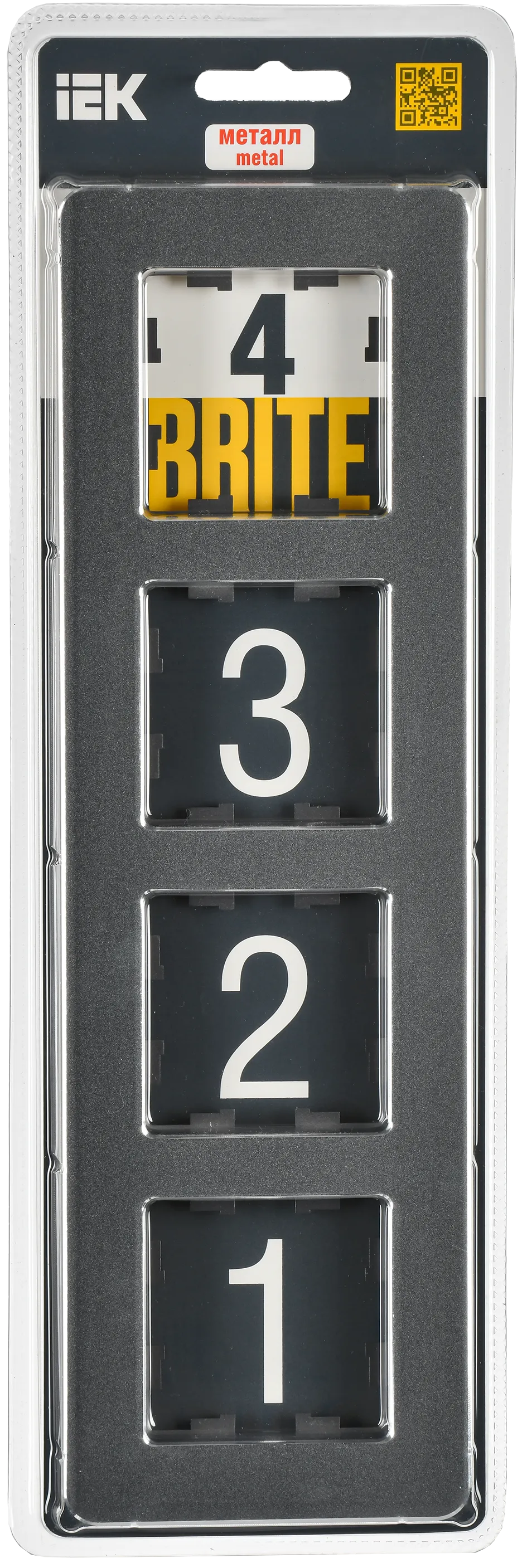 BRITE Рамка 4-местная РУ-4-1-Бр металл титан RE IEK - Фото 2