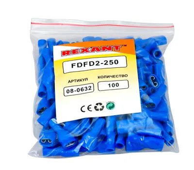 Клемма плоская полностью изолированная РППи-м 2.5-(6.3)/РпИмп 2-250 гнездо 6.6 мм 1.5-2.5 мм² REXANT - Фото 3