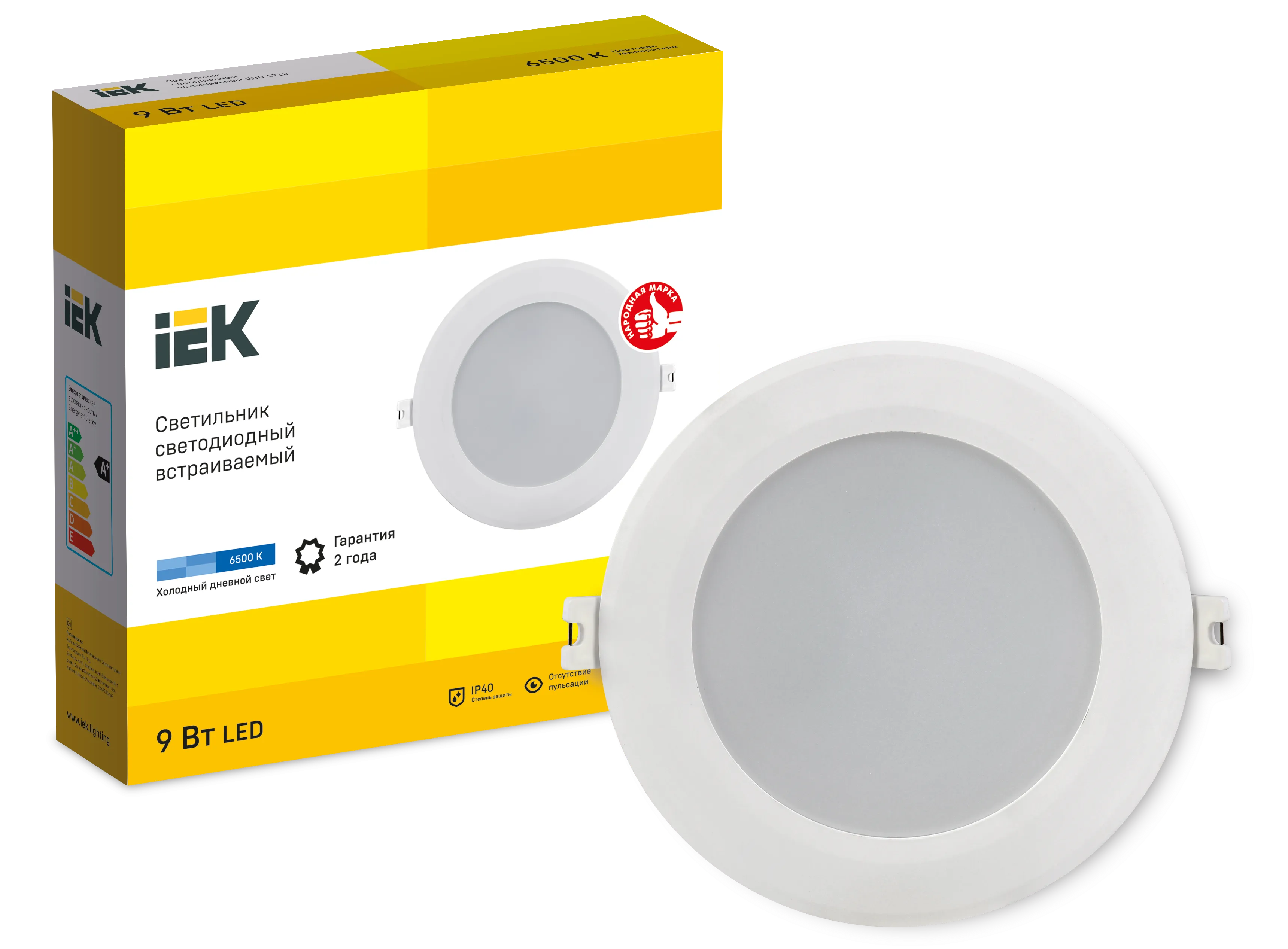 Светильник светодиодный ДВО 1713 белый круг 9Вт 6500К IP40 IEK - Фото 2
