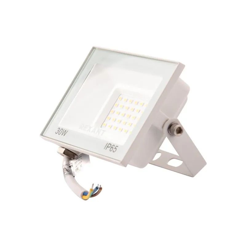 Прожектор светодиодный СДО 30Вт 2400Лм 3000K теплый свет, белый корпус REXANT - Фото 2