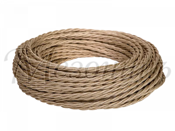 Провод декоративный витой TV+Internet, цвет- бежевый перламутр, ТМ "МезонинЪ,(бухта 45м) GE72100-29