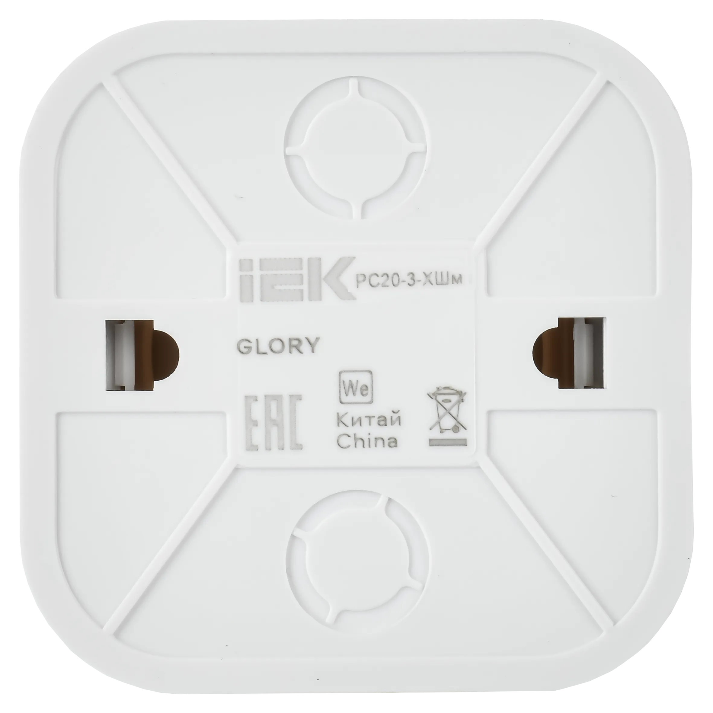 GLORY Розетка 1-местная для открытой установки с заземлением без защитных шторок 16А РС20-3-ХШм шампань матовый IEK - Фото 4