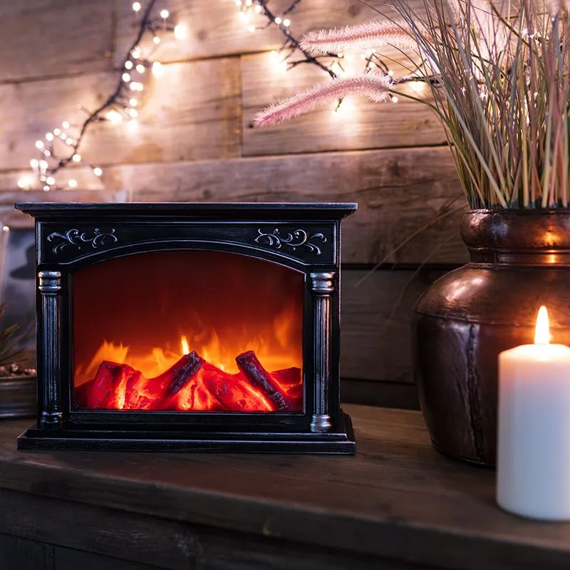 Светодиодный камин Классика с эффектом живого огня 33х12х24 см, батарейки 3хС (не в комплекте) или от USB (в комплекте) - Фото 2