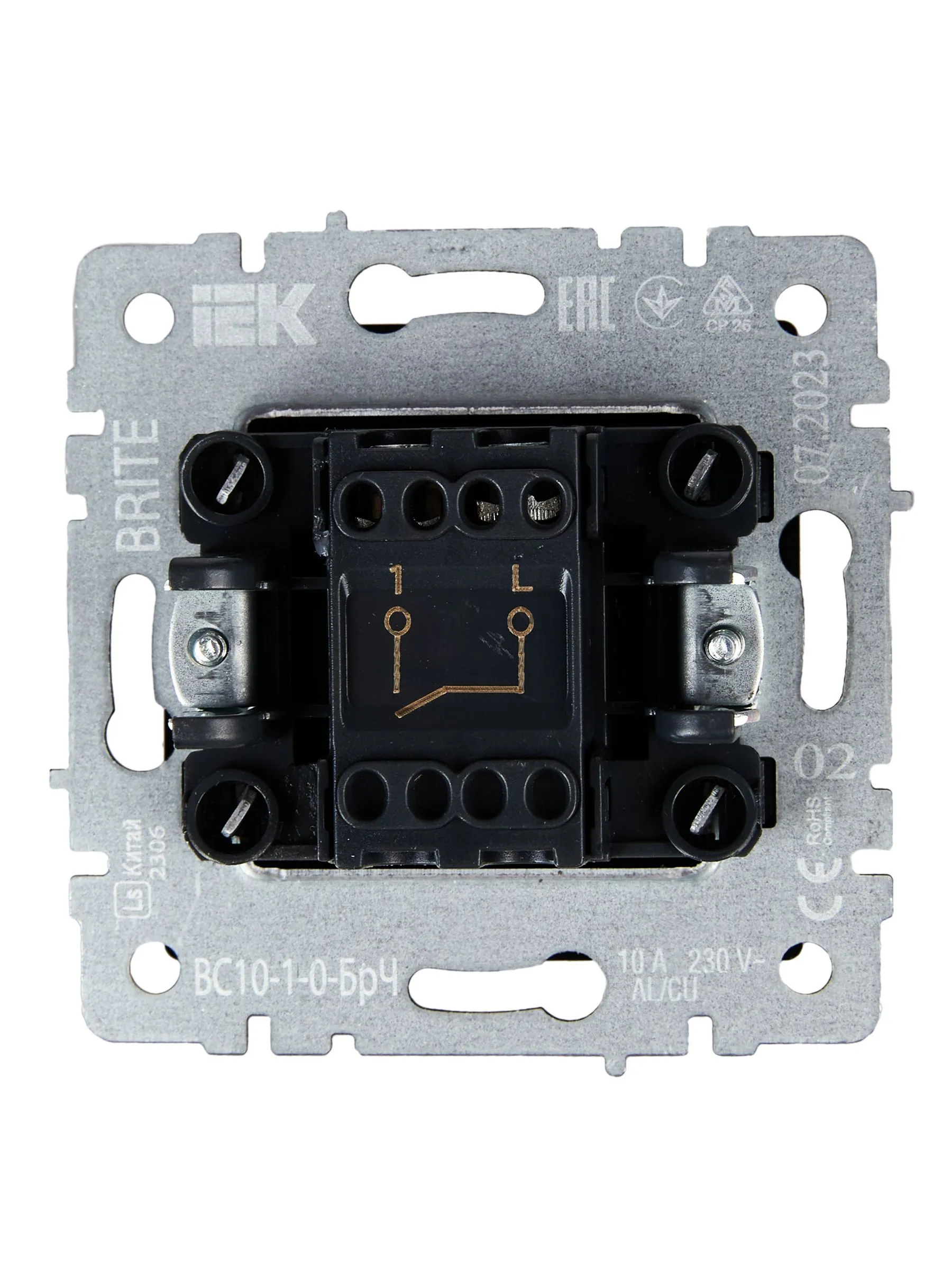 BRITE Выключатель 1-клавишный 10А ВС10-1-0-БрЧ черный IEK - Фото 2