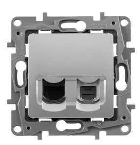 ETIKA Розетка двойная RJ11+RJ45 кат.5E UTP алюминий 672452
