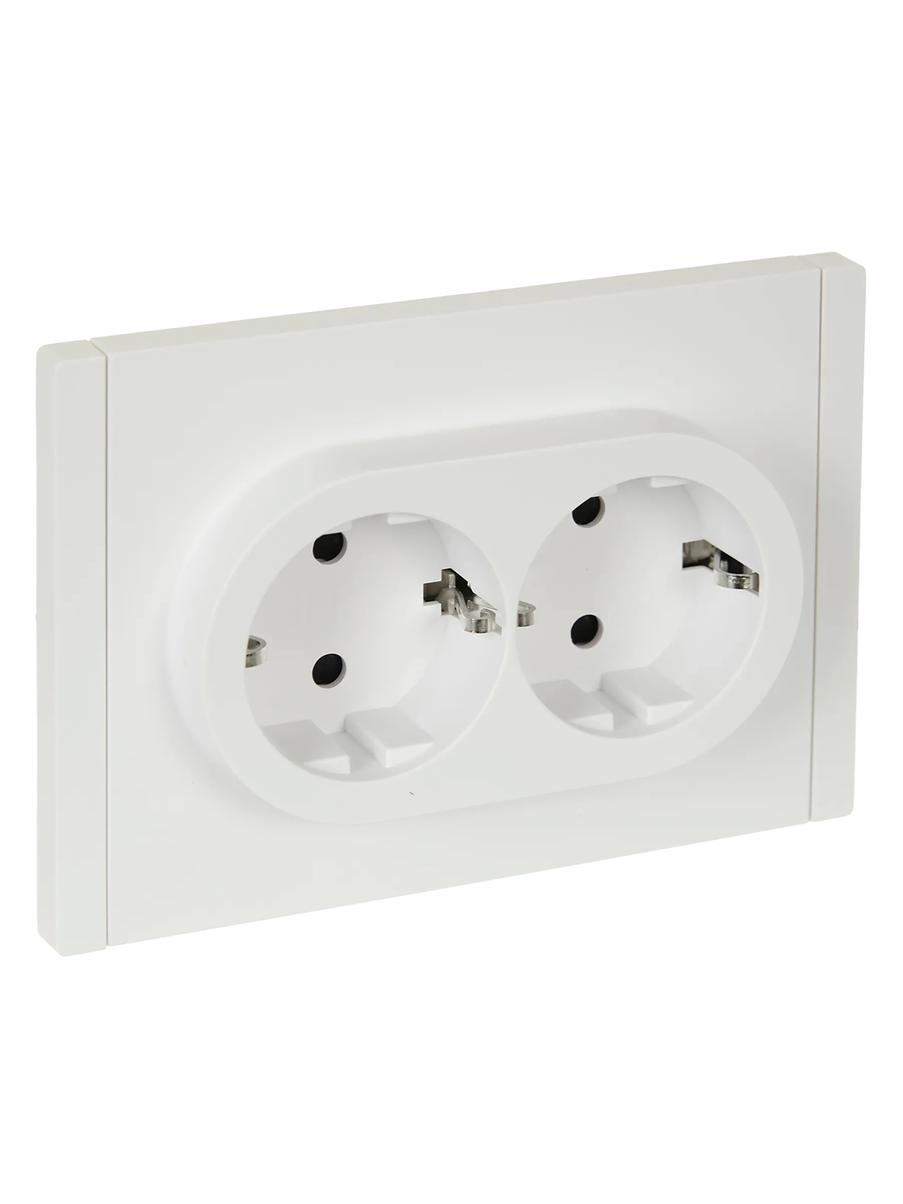 FORTE&PIANO Розетка 2-местная с заземлением с защитными шторками безвинтовое крепление 16А FP223 белый IEK FP-R24-16-1-K01
