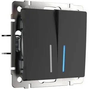 Выключатель двухклавишный с подсветкой (черный матовый) Werkel W1120108