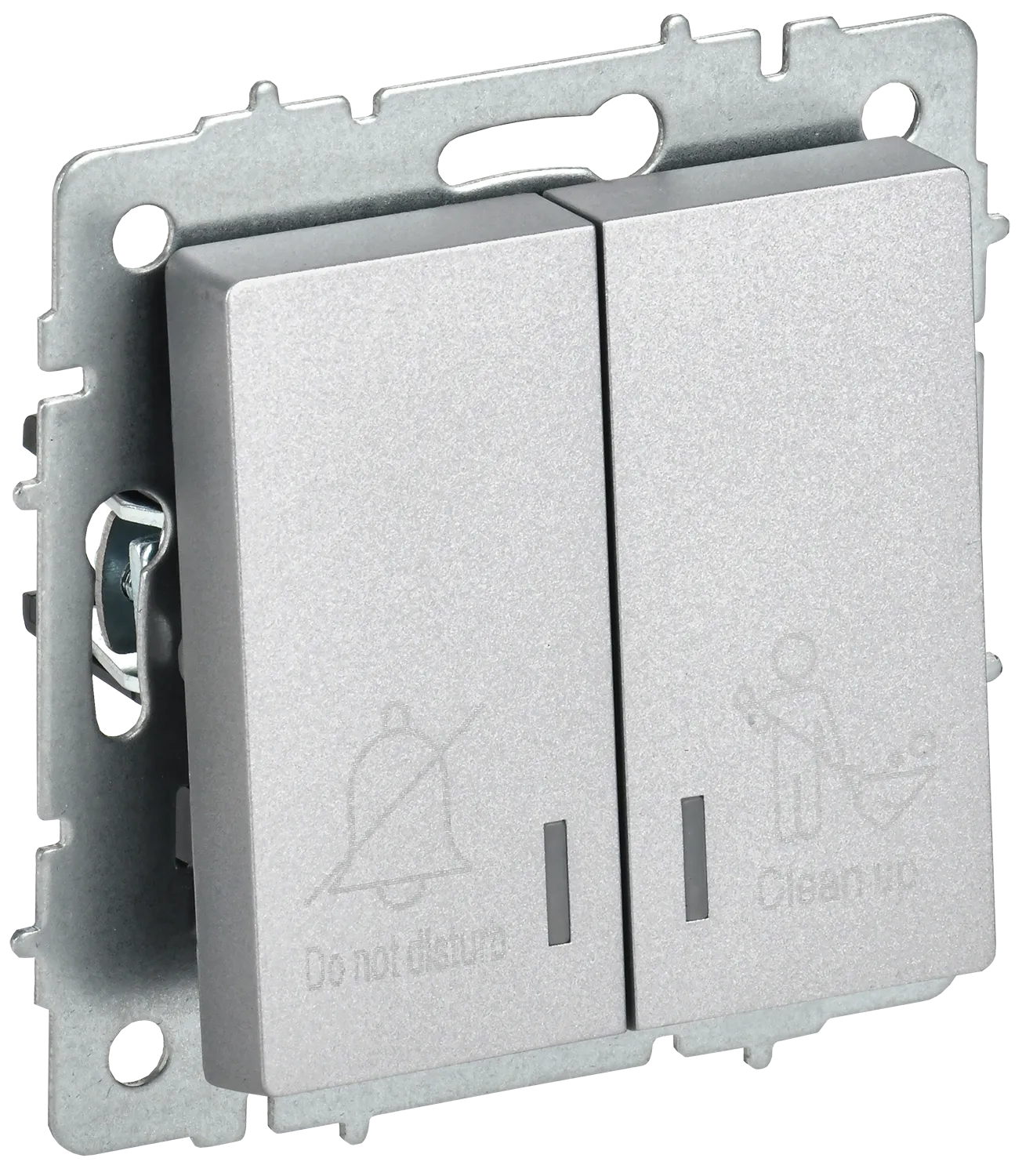 BRITE Выключатель 2-клавишный с индикацией для отелей 10А ВС10-2-9-БрА алюминий IEK