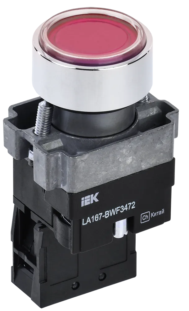 Кнопка управления LA167-BWF3472 d=22мм RC 1р с подсветкой красная IEK
