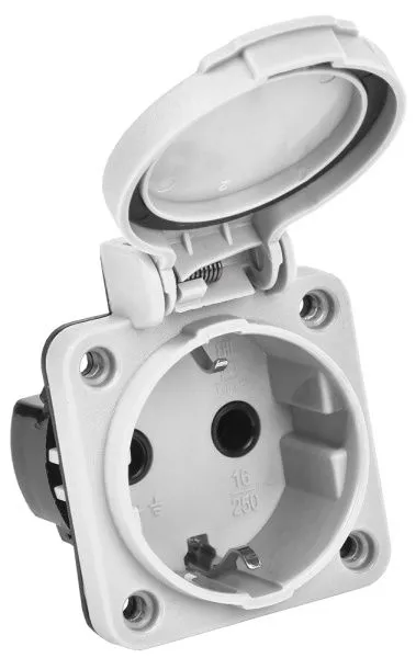 MAGNUM Розетка панельная SCHUKO РП13-3 с крышкой IP54 серый IEK 