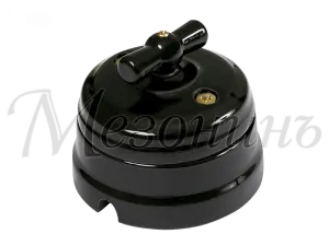 Выключатель ретро фарфоровый поворотный на четыре положения (2-х клавишн, в компл с подъемной  GE70401-05