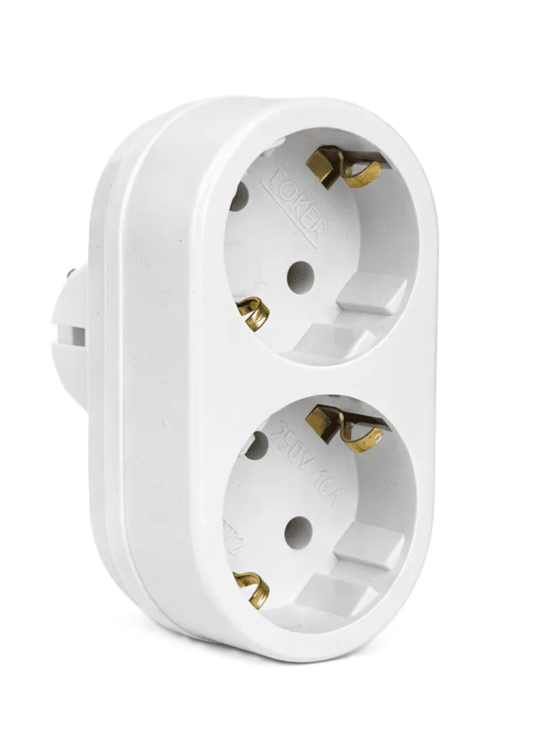 Разветвитель электрический 2 розетки с заземлением, 16А, белый DEKRON DEK0907-0003