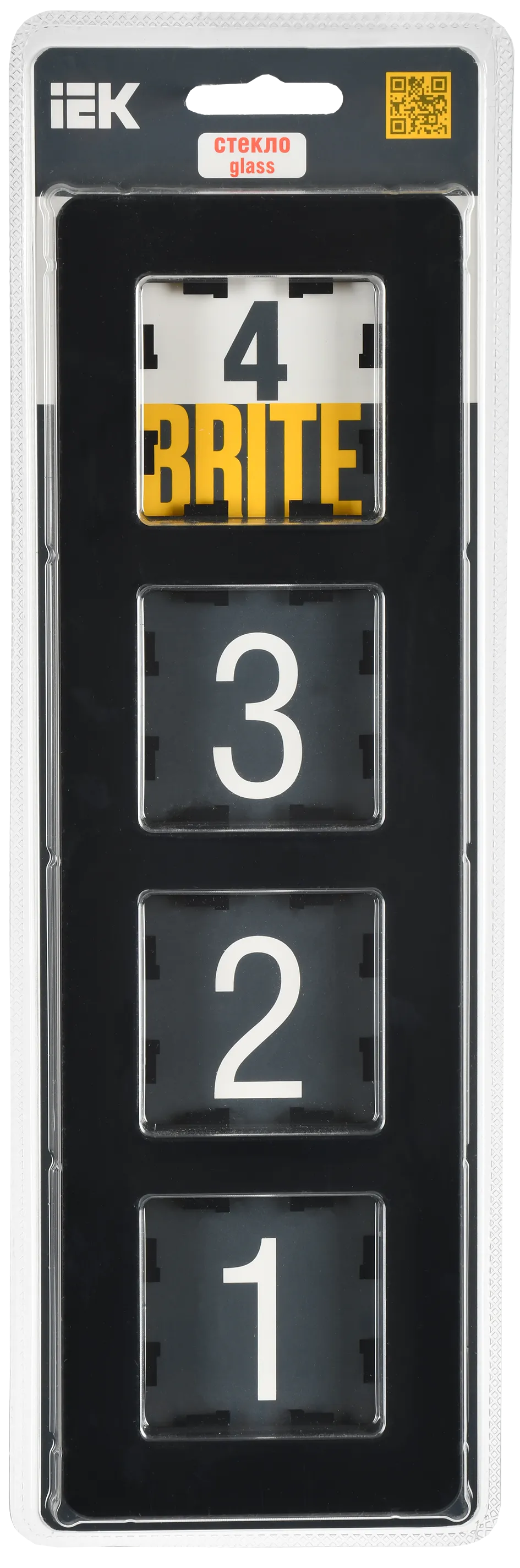 BRITE Рамка 4-местная РУ-4-2-Бр стекло черный RE IEK - Фото 2