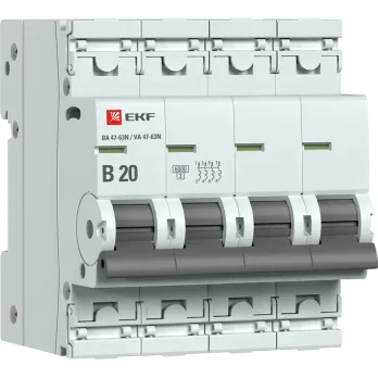 Авт. выкл. 4P 20А (B) 6кА ВА 47-63N EKF PROxima