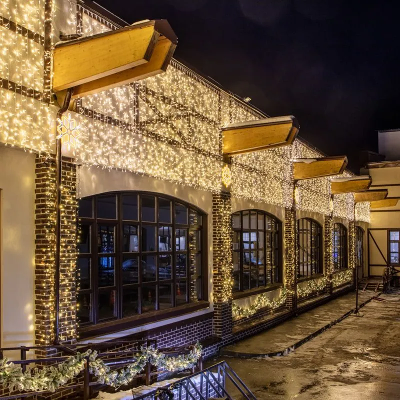 Гирлянда светодиодная Занавес 2х3м 600 LED ТЕПЛЫЙ БЕЛЫЙ белый ПВХ IP65 эффект мерцания 230В нужен блок 303-500-1 - Фото 3