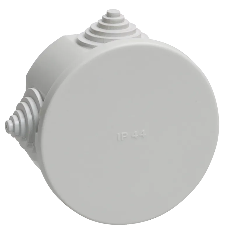 Коробка распаячная КМ41237 для открытой проводки безгалогенная (HF) D=75х40мм IP44 4 гермоввода серая IEK