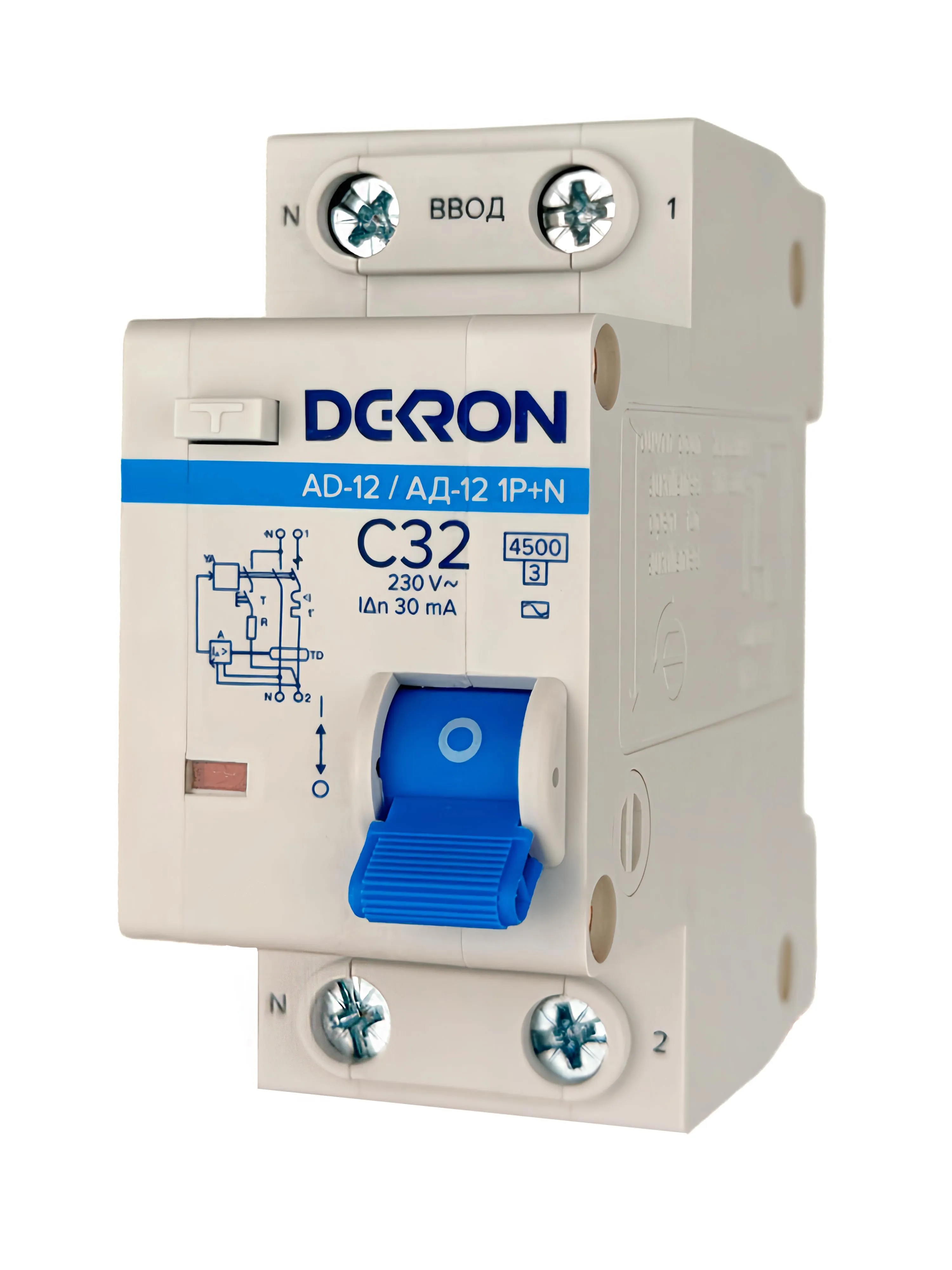 Автоматический выключатель дифференциального тока АД12 1P+N С32A АС30мА 4.5KA - Фото 2