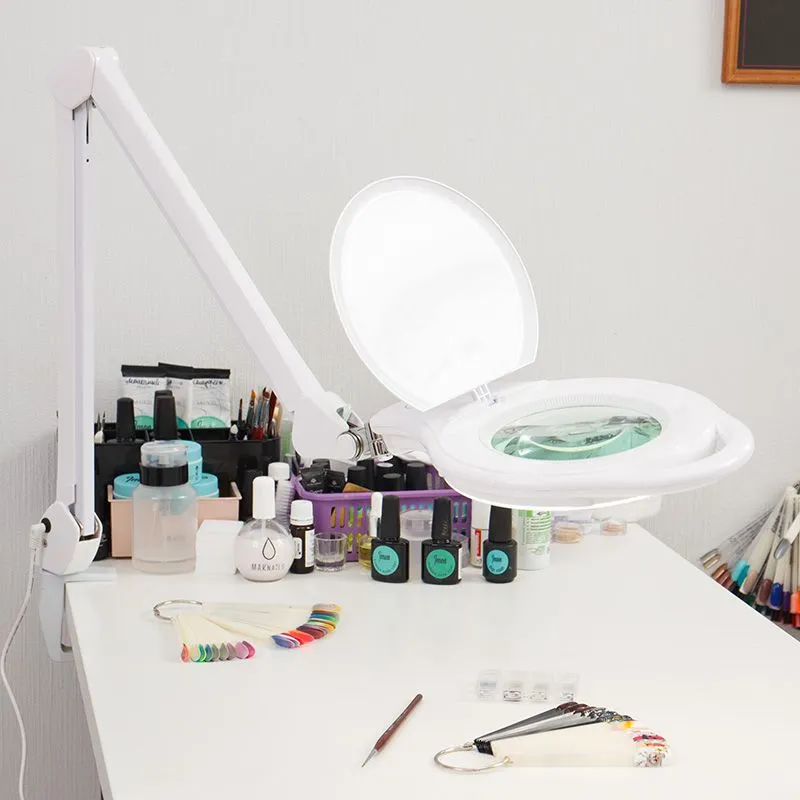 Лупа на струбцине круглая 5D с подсветкой 96 SMD LED, теплый и холодный свет, ø127мм, белая REXANT - Фото 2