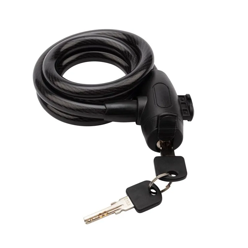 Тросовый замок взломостойкий для велосипедов и колясок с ключом 100 см черный - Фото 2