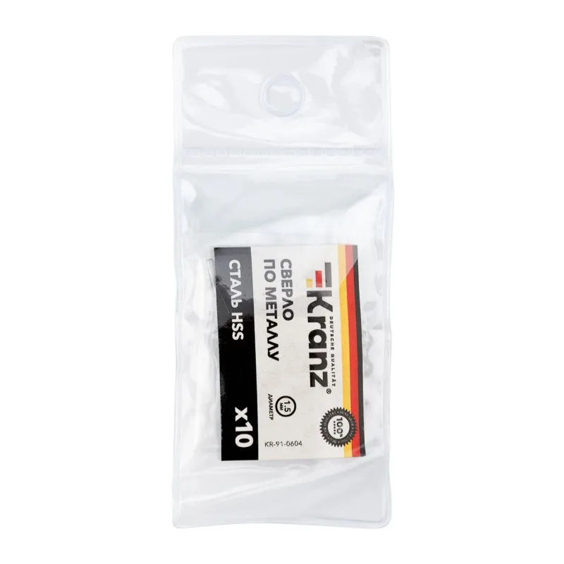 Сверло по металлу 1,5х40х18мм (HSS), DIN 338, 10 шт. в упаковке KRANZ - Фото 4