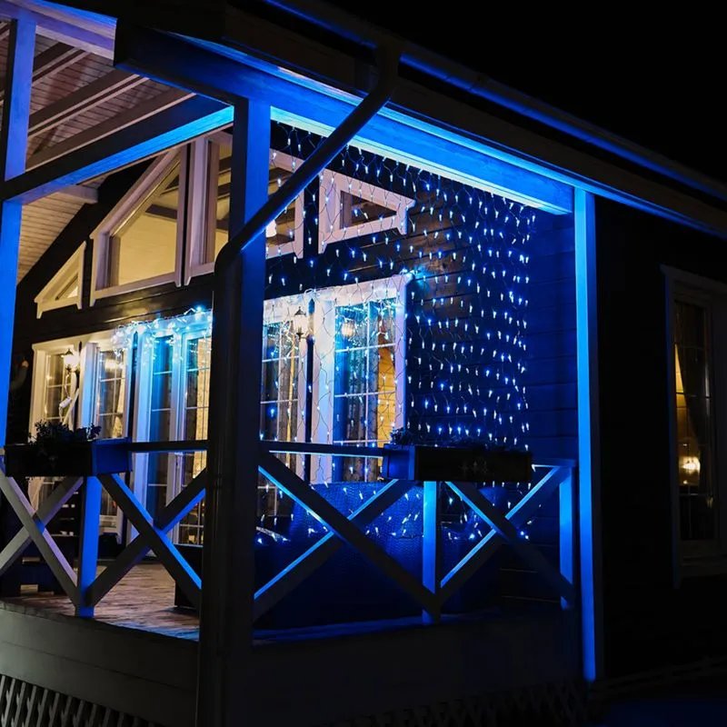 Гирлянда светодиодная Сеть 2,5х2,5м 432 LED БЕЛЫЙ/СИНИЙ черный ПВХ IP65 постоянное свечение 230В блок в комплекте NEON-NIGHT - Фото 5