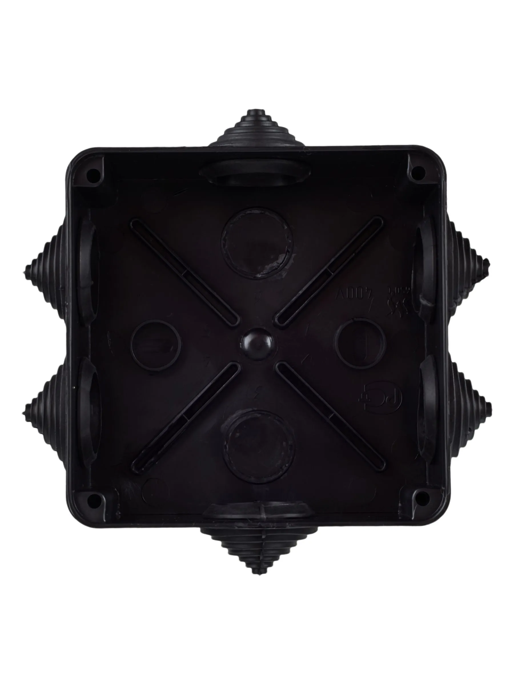 Коробка распаячная КМ41234 для открытой проводки безгалогенная (HF) 100х100х50мм IP55 6 гермовводов черная (RAL 9005) IEK - Фото 5