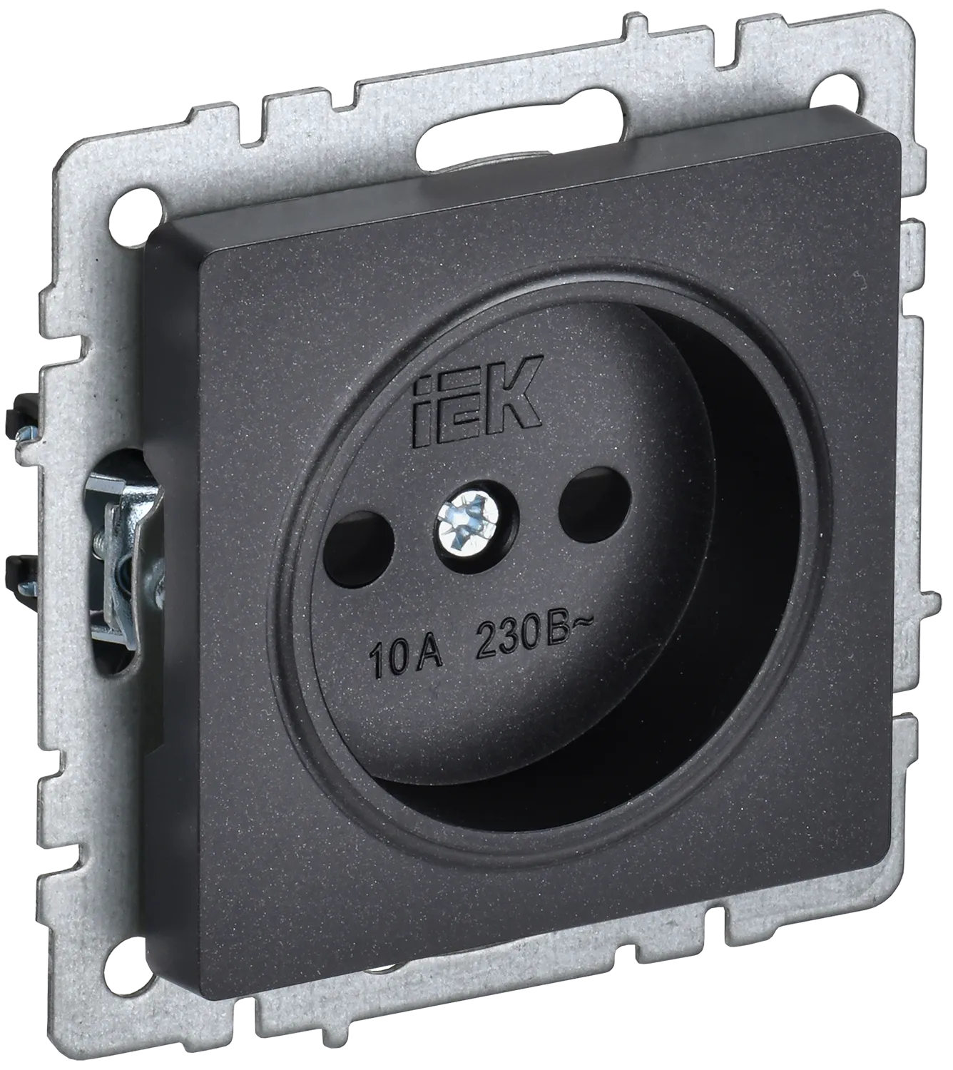 BRITE Розетка 1-местная без заземления с защитными шторками 10А РСш10-2-БрЧ черный IEK