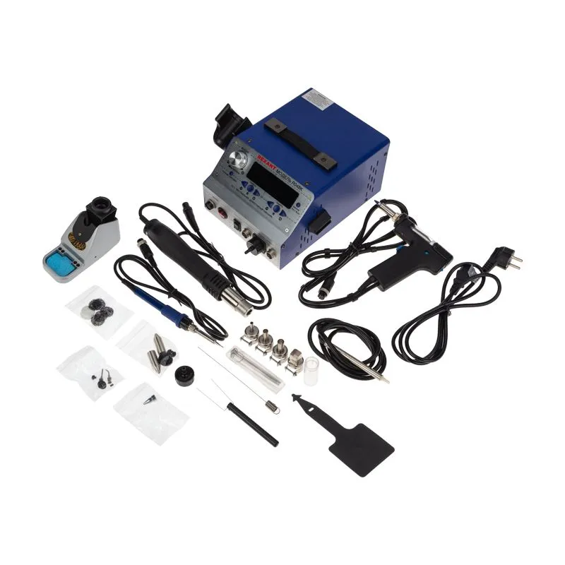 Паяльная станция (паяльник + фен + демонт. паяльник), модель R048K, цифровая, 200-480°C, LED дисплей REXANT - Фото 3