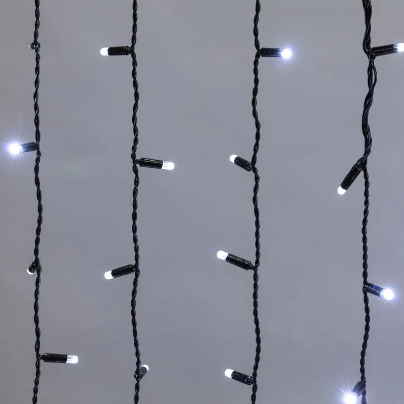 Гирлянда светодиодная Занавес 2х1,5м 300 LED БЕЛЫЙ черный ПВХ IP65 постоянное свечение 230В нужен блок 303-500 NEON-NIGHT - Фото 2