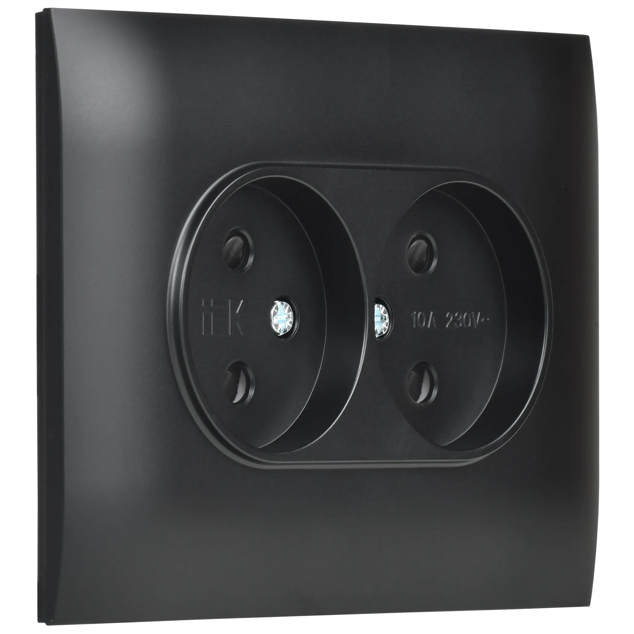 SKANDY Розетка 2-местная без заземления с защитными шторками 10А в сборе SK-R09Bl черный IEK - Фото 7