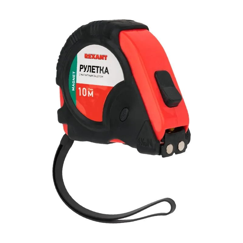 Рулетка измерительная Профи прорезиненный корпус, магнитная, 10м х 25мм REXANT