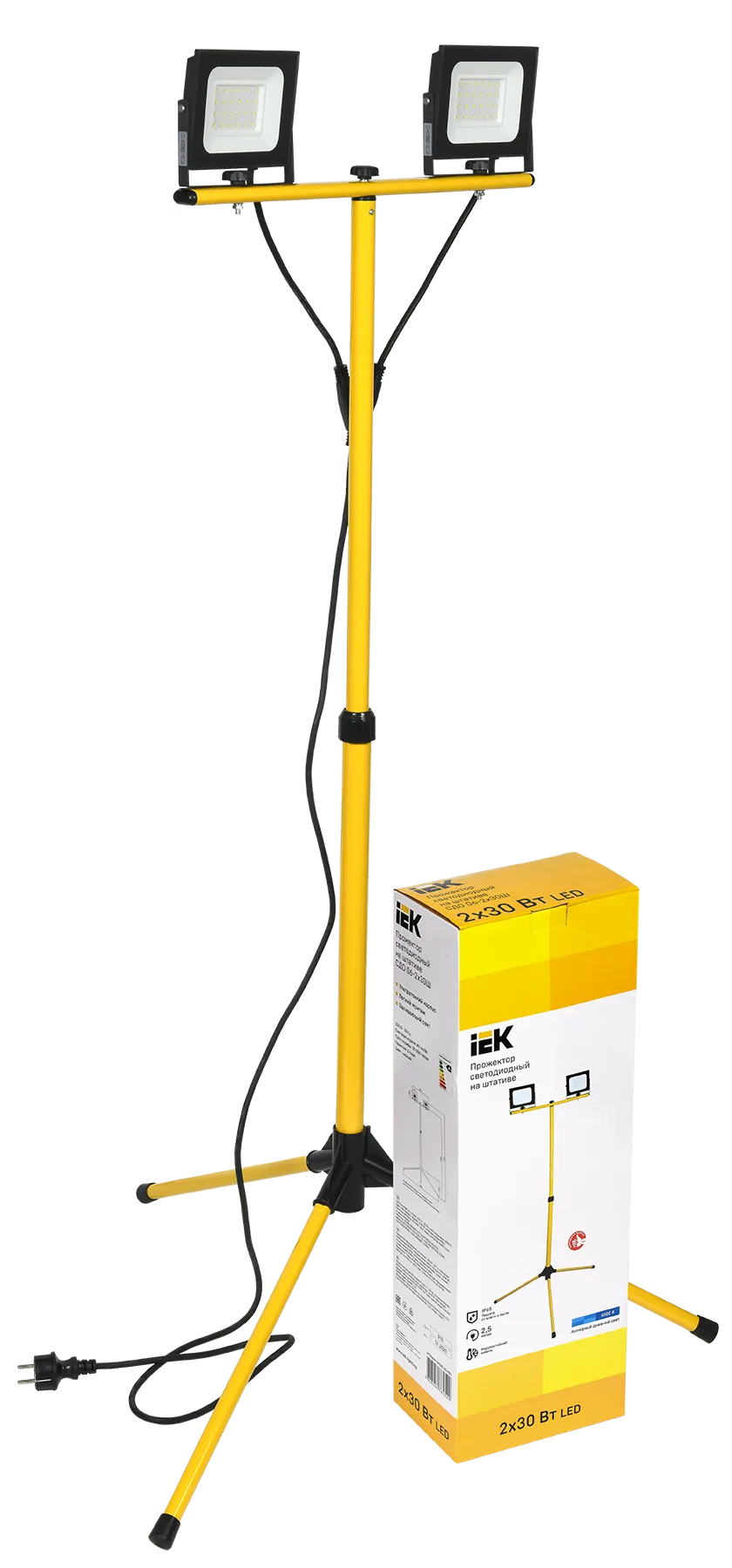Прожектор светодиодный СДО 06-2x30Ш штатив 6500К IP65 черный IEK LPDO606-2X030-65-K02