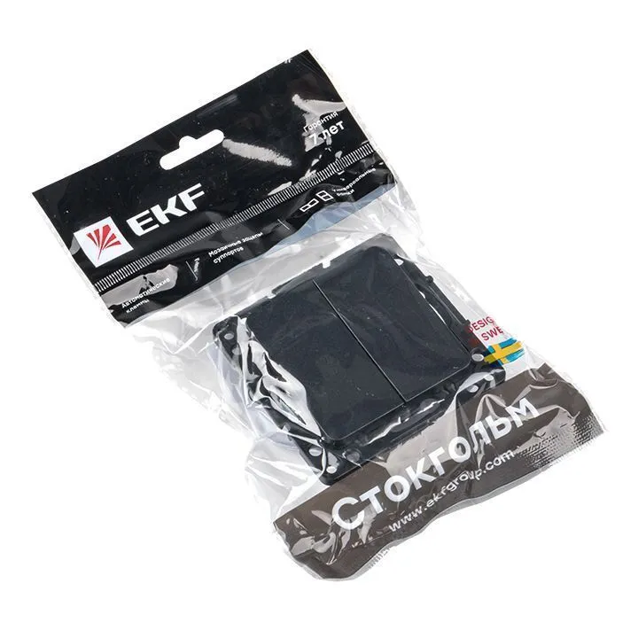 Стокгольм Механизм Выключателя 2-кл. 10А автоматические клеммы черный EKF - Фото 4