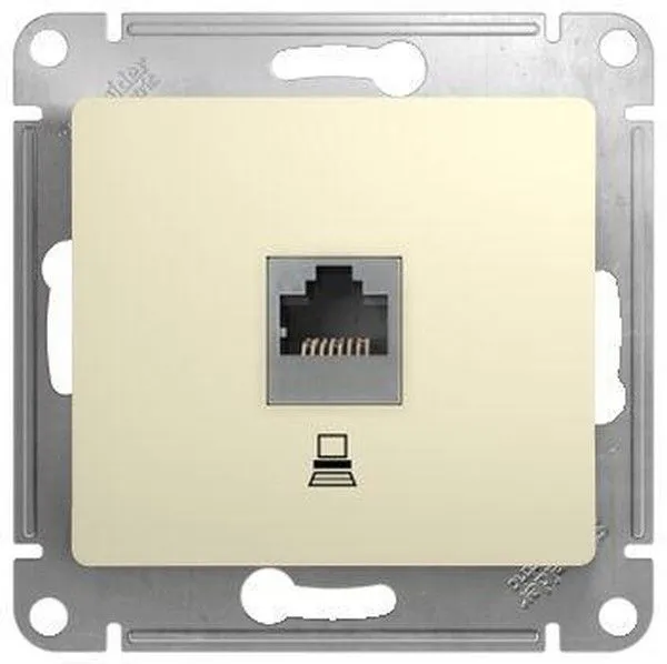 Розетка компьютерная 1-м СП Glossa RJ45 кат.5E механизм беж. SE GSL000281K