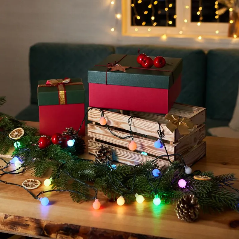 Гирлянда Шарики Ø18мм, 5м, темно-зеленый ПВХ, 30 диодов, цвет RGB - Фото 2