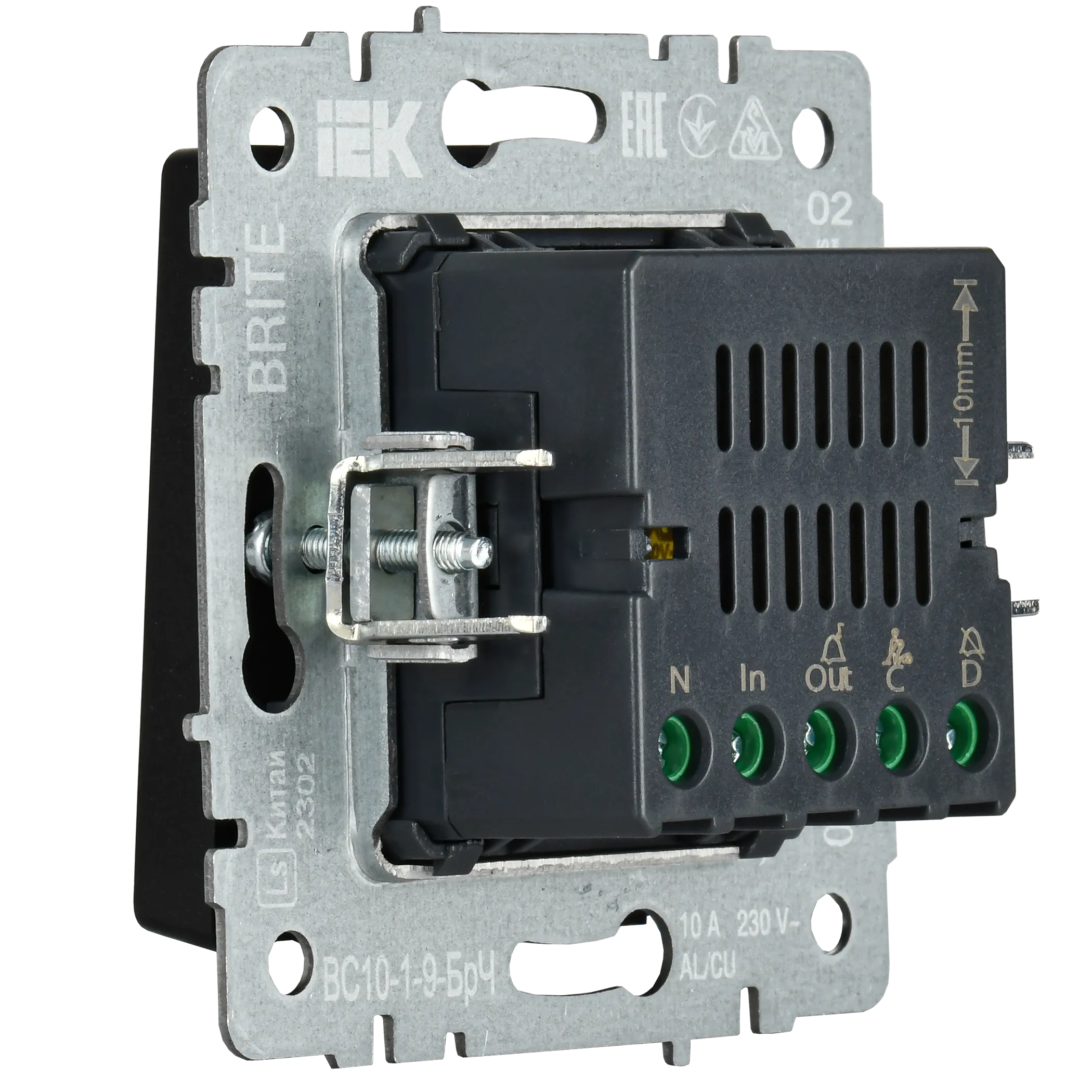 BRITE Кнопка звонка с индикацией для отелей 10А ВС10-1-9-БрЧ черный IEK - Фото 5