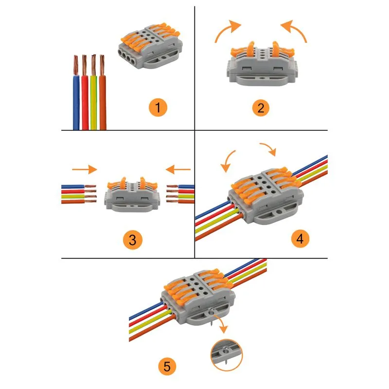 Клемма СМК 222-424P проходная 4 полюса, с монтажной площадкой (0,08-4 мм²), серая (блистер 5 шт./уп.) REXANT - Фото 4