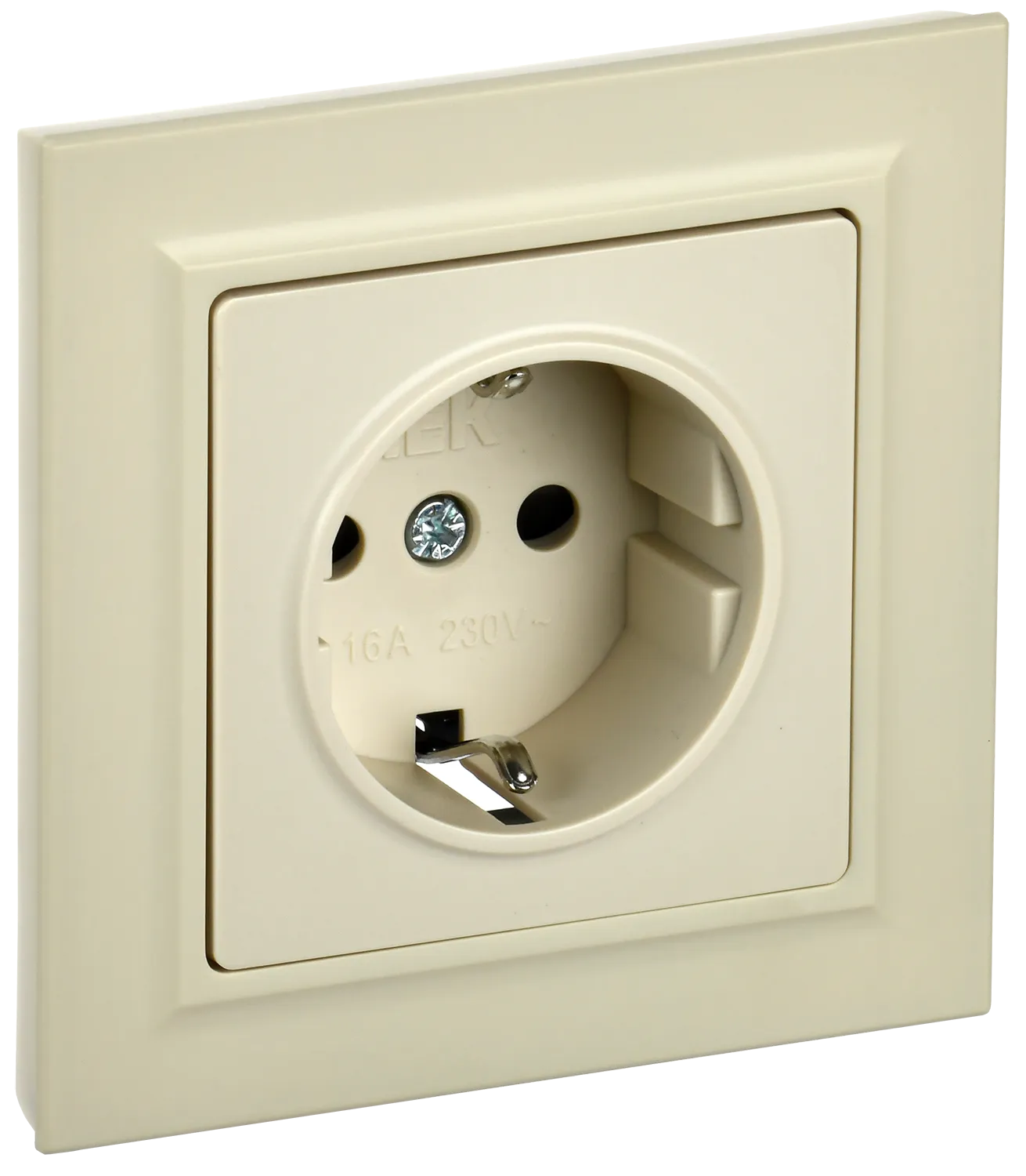 BRITE Розетка 1-местная с заземлением с защитными шторками 16А в сборе РСР14-1-0-БрКр бежевый IEK